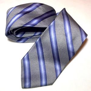 STRUCTURE Neck Tie 100% Silk Striped Silver Men’s